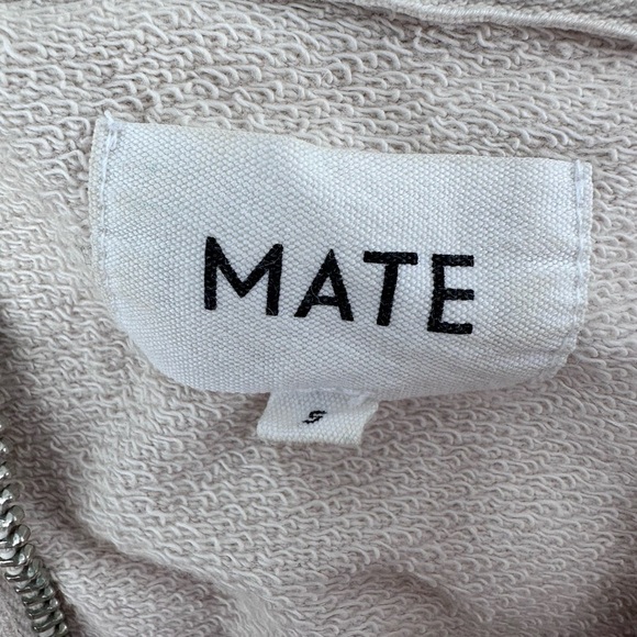 Mate the Label Lewis Cropped Raw Hem Zip Up Latte Hoodie Size Small - Picture 3 of 6